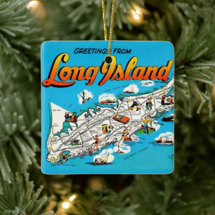 Long Island, NY Hälsning Julgransprydnad Keramik