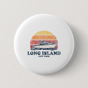 Long Island Ny Vintage Båttur 70s Retro Båtdesign Knapp