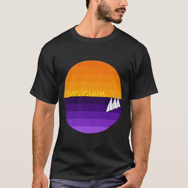 Long Island Sunset Sailing T Shirt (Framsida)