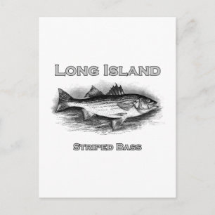 Long Island Vintage Stripe Bass Logotyp Vykort