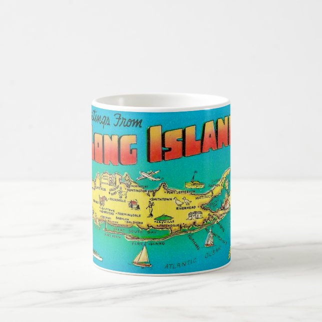 Long Island vykortskarta Mugg (Center)