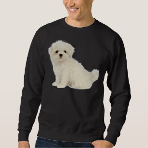 Long Jackat White Puppy Maltese Hund Shih Tz Lång Ärmad Tröja