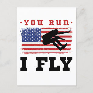 Long Jump American Flagga You Springa I Fly Vykort