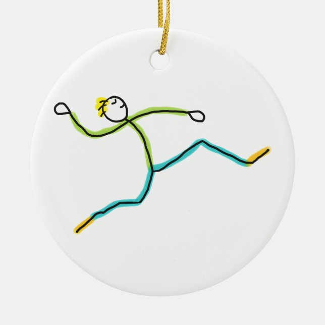 Long Jump Stickman Julgransprydnad Keramik (Framsidan)