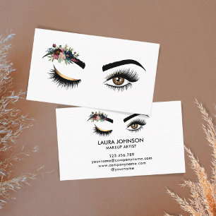 Long Lash Benice Ögon med Watercolor Flowers Visitkort