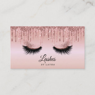 Long Lash Extension Makeup Artist Dripping Guld Visitkort