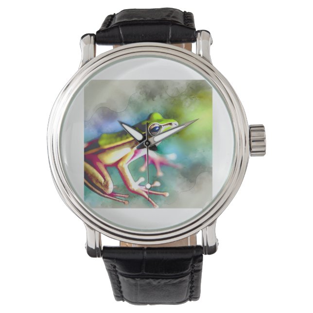Long legged frog 100924AREF149 - Watercolor Armbandsur (Framsida)