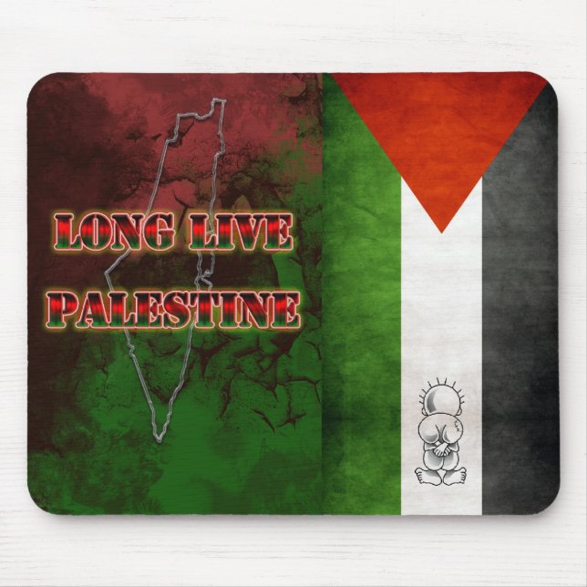 Long Life Palestine Flagga Grunge Mousepad Musmatta (Framsidan)