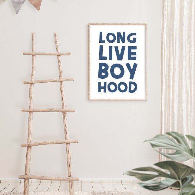 Long Live Boy Huva Blue Poster (long live boyhood, kid wall art, nursery wall art, kid art, long live boy hood print)