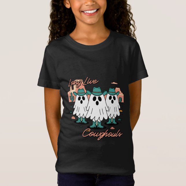 Long Live Cowghouls CowboyGhost Halloween T Shirt (Framsida)