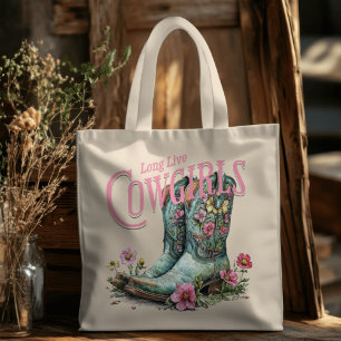 Long Live Cowtjejer Blommigt CowboyBoots Tygkasse