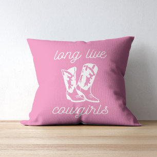 Long Live Cowtjejer Retro Rosa Cowgirl Boots Kudde