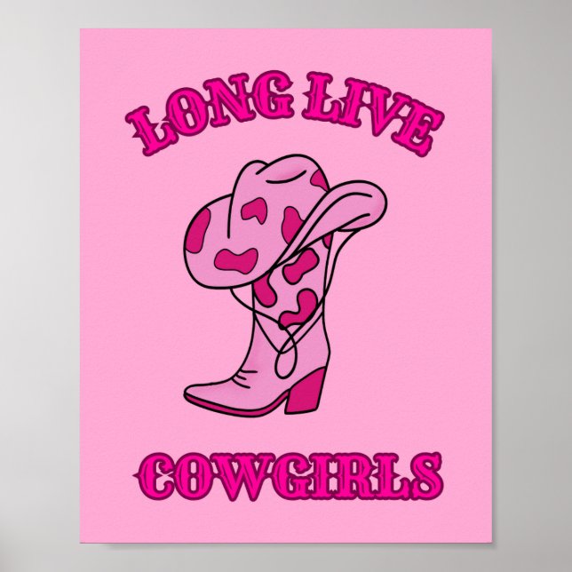 Long Live Cowtjejer Rosa Preppy Poster (Framsidan)