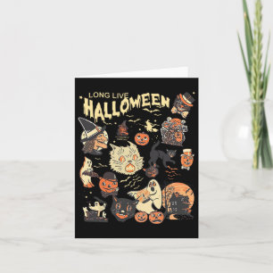 Long Live Halloween Vintage Pumpkin Witch Ghost Bl Kort