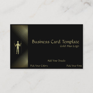 Long Man Logotyp - Simple Guld Man Visitkort
