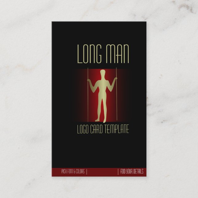 Long Man Simple Guld Logotyp Visitkort (Framsida)