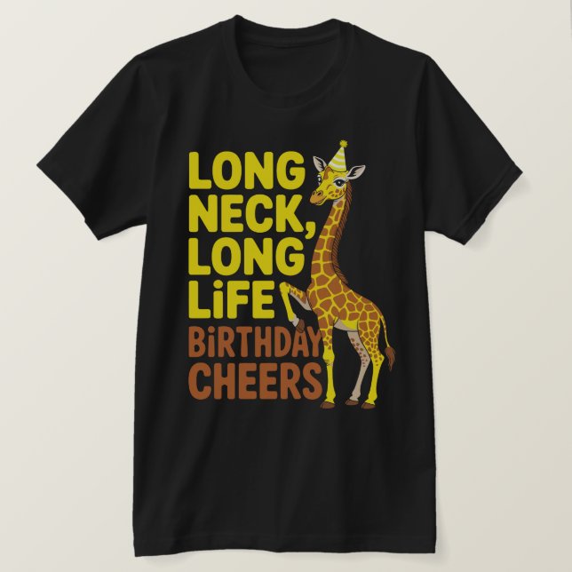 Long Nacke Birthday Giraffe Tee (Design framsida)