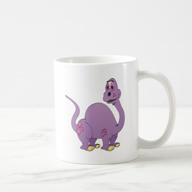 Long Nacke Lila Dinosaur Tecknad Kaffemugg (Höger)