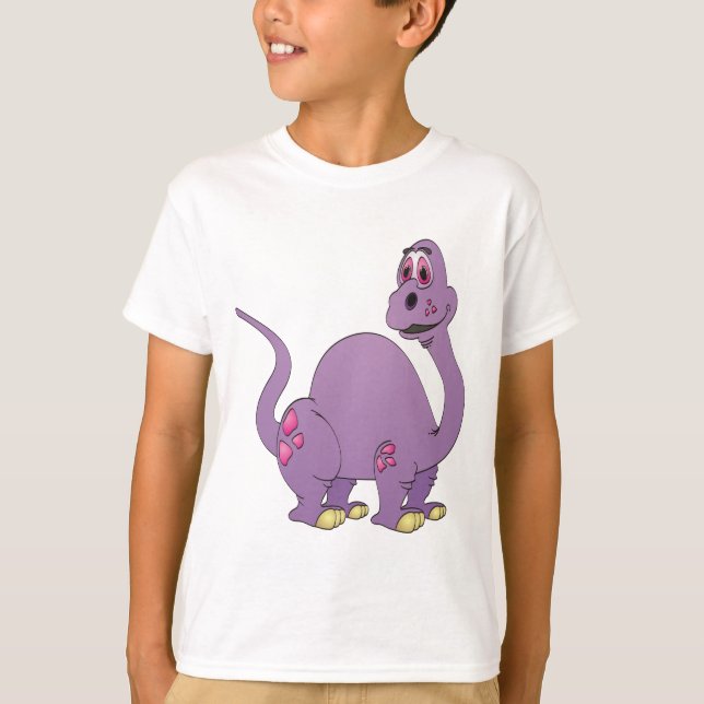 Long Nacke Lila Dinosaur Tecknad Tröja (Framsida)