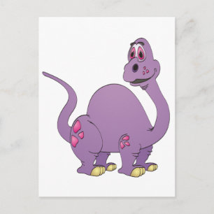 Long Nacke Lila Dinosaur Tecknad Vykort