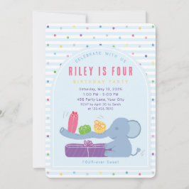 Long-Nosed Elephant & Gifts Birthday Invitation Inbjudningar