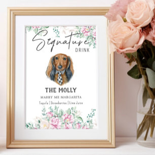 Long-parad Dachshund Bröllop Namnteckning Drink-te Poster