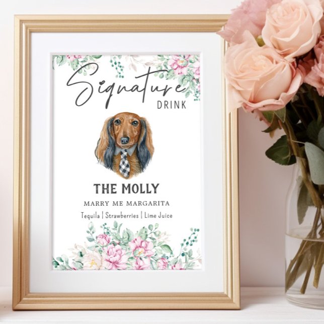 Long-parad Dachshund Bröllop Namnteckning Drink-te Poster (Skapare uppladdad)
