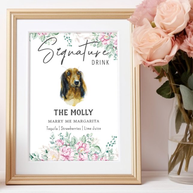 Long-parad Dachshund Bröllop Namnteckning Drink-te Poster (Skapare uppladdad)