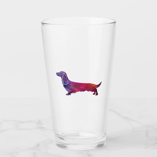 Long-parad Dachshund Geo Silhouette Lila Glaskopp (Framsida)