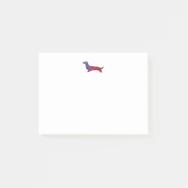Long-parad Dachshund Geo Silhouette Lila Post-it Block (Framsida)
