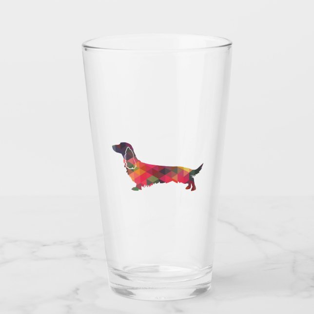 Long-parad Dachshund Geo Silhouette Multi Glaskopp (Framsida)