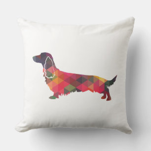 Long-parad Dachshund Geo Silhouette Multi Kudde