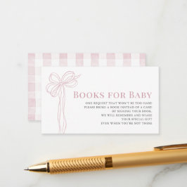 Long Pink Bow Ribbon Girl Baby Shower Book Request Tilläggskort
