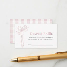 Long Pink Bow Ribbon Girl Diaper Raffle Ticket Tilläggskort