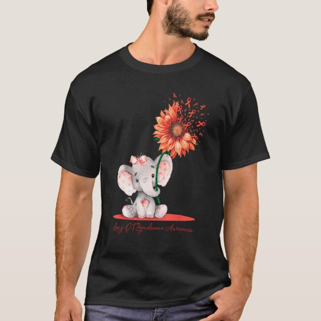 Long Q T Syndrome Awareness Cute Elephant Sunflowe T Shirt (Framsida)