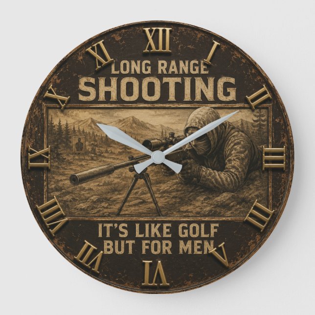 Long Range Shooting Precision Marksman Rustic  Stor Klocka (Framsida)