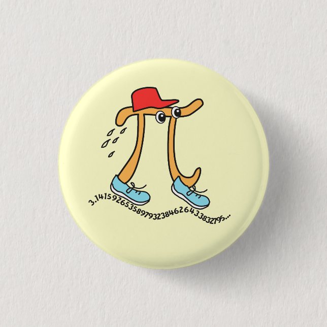 Long Running Pi - Funny Pi Guy Button Knapp (Framsida)
