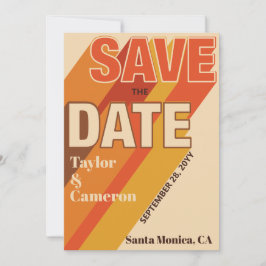 Long Shadow Groovy Orange och Brown Bröllop Spara Datumet