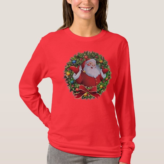 Long Sleeve Santa Clause T Shirts (Framsida)