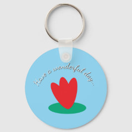 long sleeve T-Shirt with flower on a pond Nyckelring