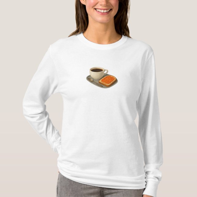 Long Sleeve with coffee and sandwich T Shirt (Framsida)
