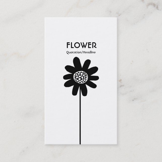 Long Stem Flower VII - Black on White Visitkort (Framsida)