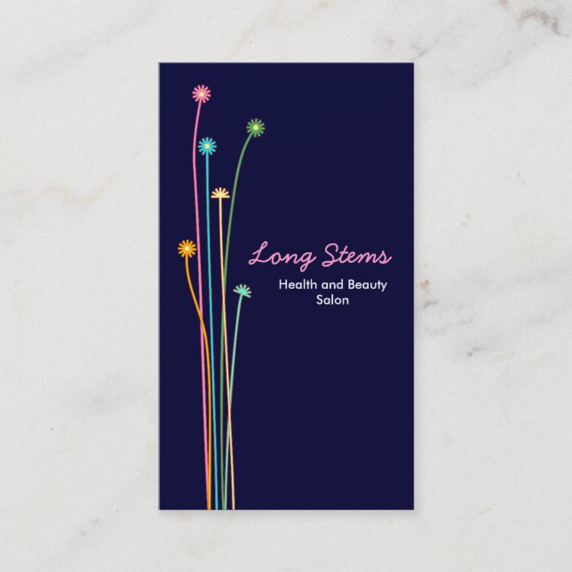 Long Stems - marinblå Visitkort (Framsida)