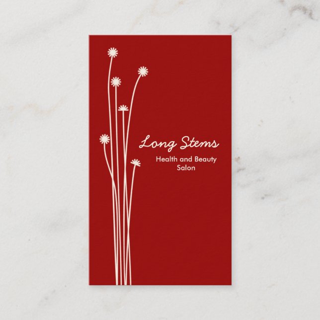 Long Stems - Mörk Red on Cream Visitkort (Framsida)