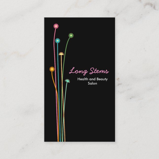 Long Stems - svart Visitkort (Framsida)