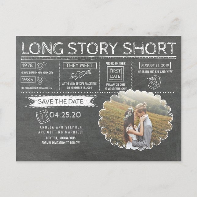 Long Story Kort | Lustigt | Spara datum i foto (Framsida)