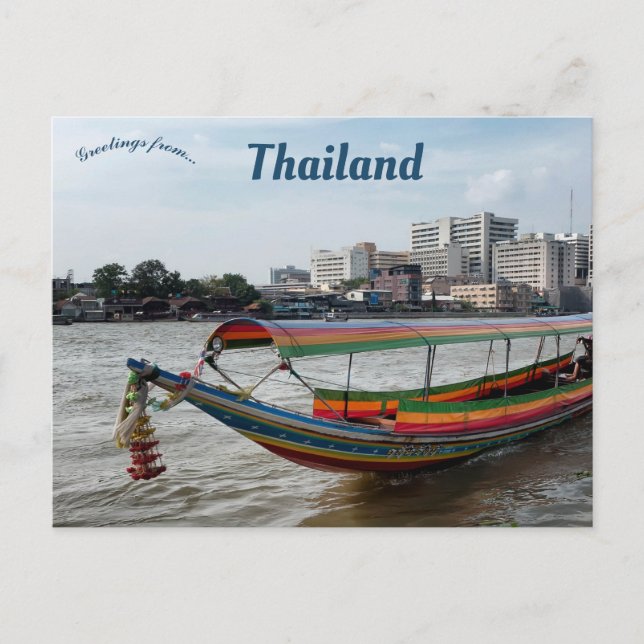 Long-Tails Boat i Bangkok Thailand Vykort (Framsida)