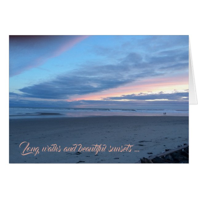 Long Walks and Sunsets on Beach Any Tillfälle Hälsningskort (Framsidan Horizontal)