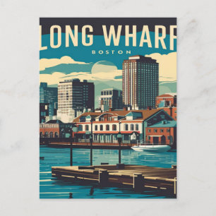 Long Wharf Boston Vintage Vykort