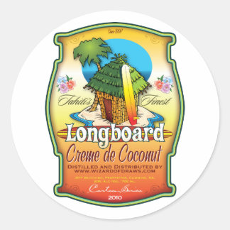 Longboard Creme de Coconut Runt Klistermärke